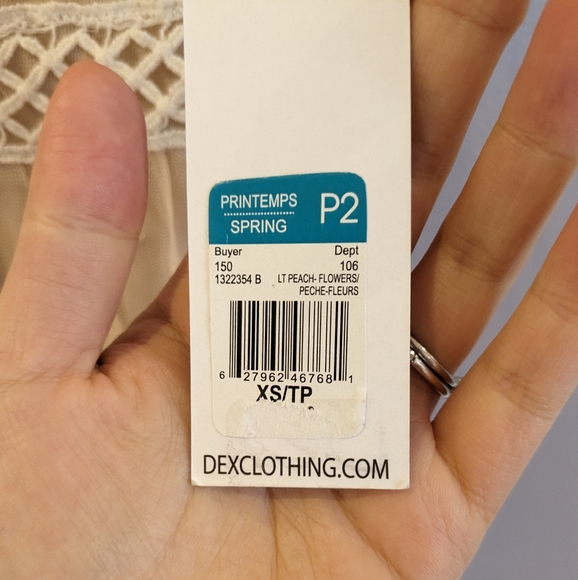 NWT Dex Light Peach chiffon Dress with pastel flowers size XS - Picture 7 of 11